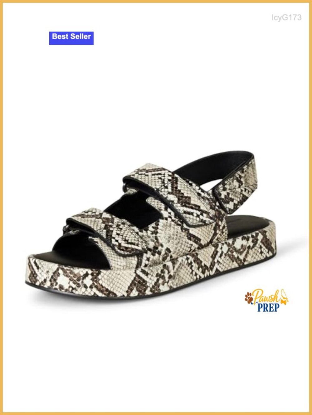 Women's Adjustable Triple Strap Flat Platform Sandals Faux Calfskin Leather